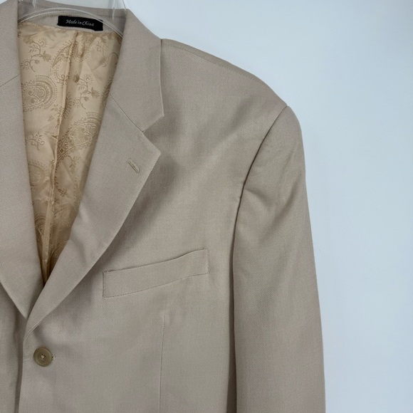 Ralph Ralph Lauren Men's Beige Tan 100% Bamboo Sport Blazer Size 44R ThreeButton - Picture 4 of 8
